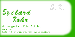 szilard kohr business card