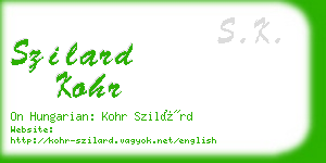 szilard kohr business card